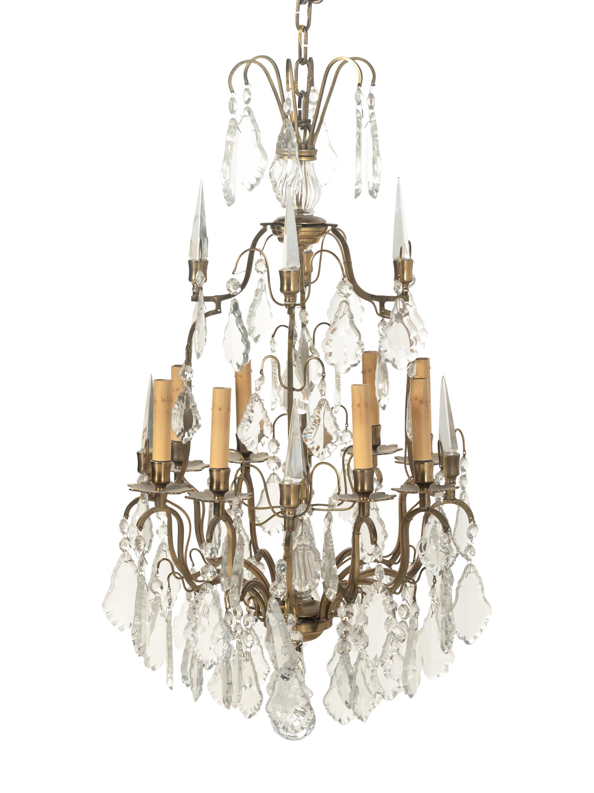 A French Gilt Bronze and Glass Eight-Light Chandelier