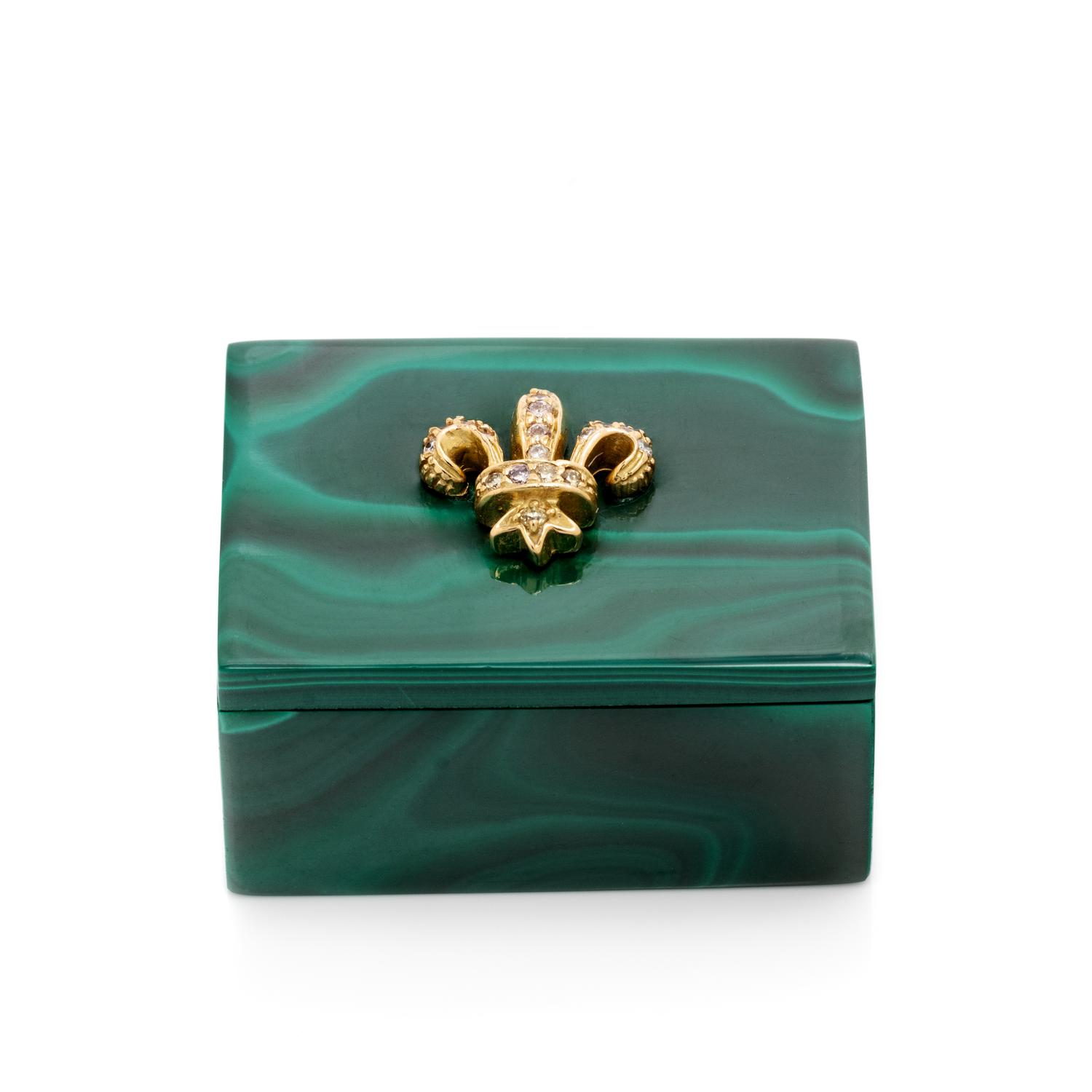 YELLOW GOLD, DIAMOND AND MALACHITE BOX