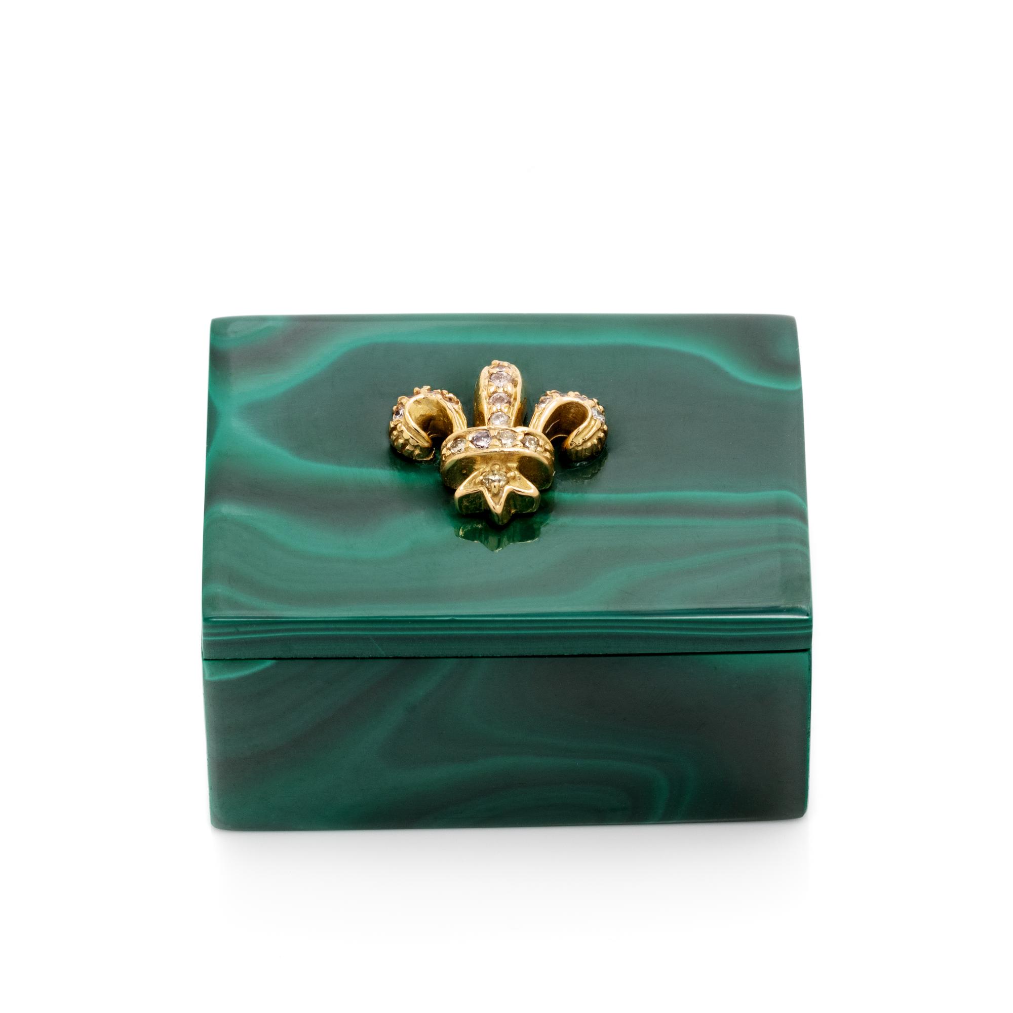 YELLOW GOLD, DIAMOND AND MALACHITE BOX
