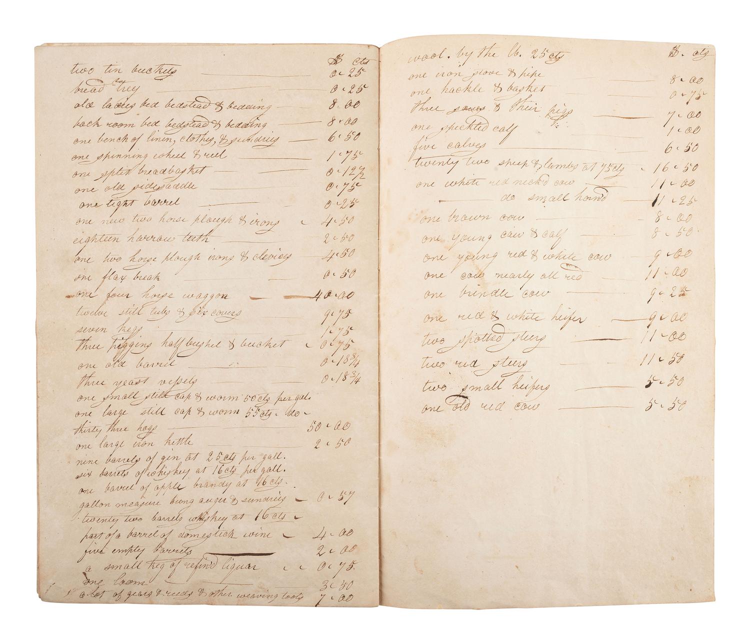 [AFRICAN AMERICANA]. Bill of property listing "one black servant boy about 19 years."
