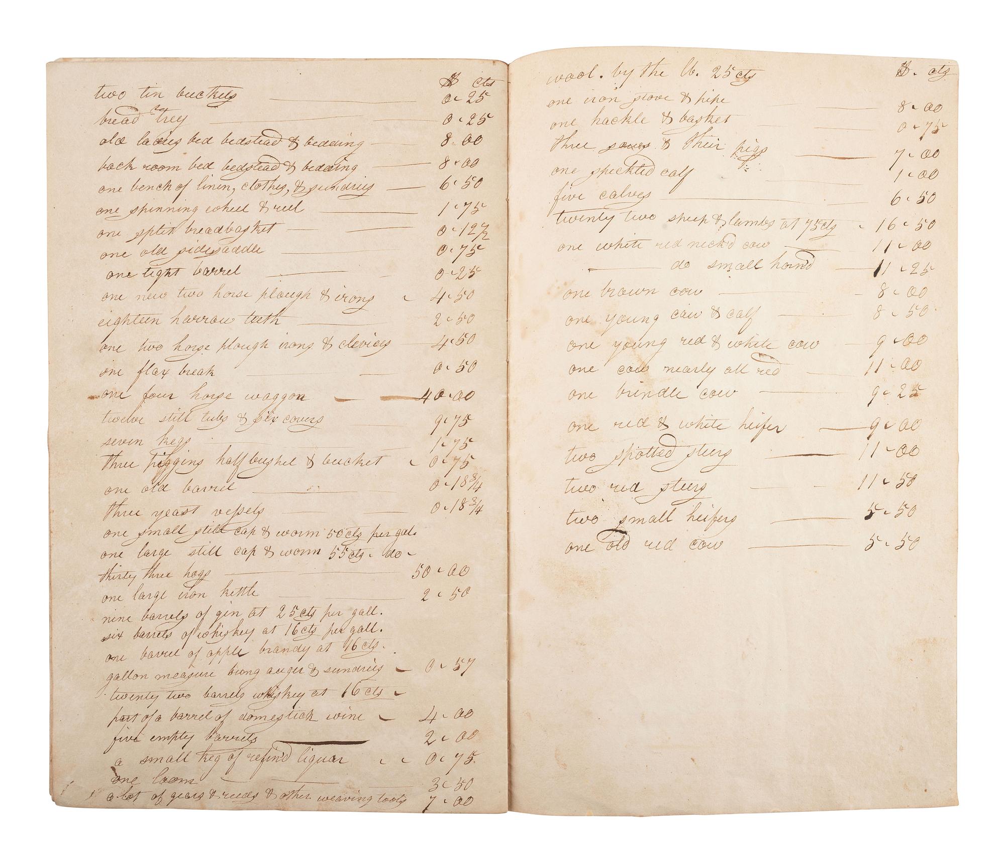 [AFRICAN AMERICANA]. Bill of property listing "one black servant boy about 19 years."