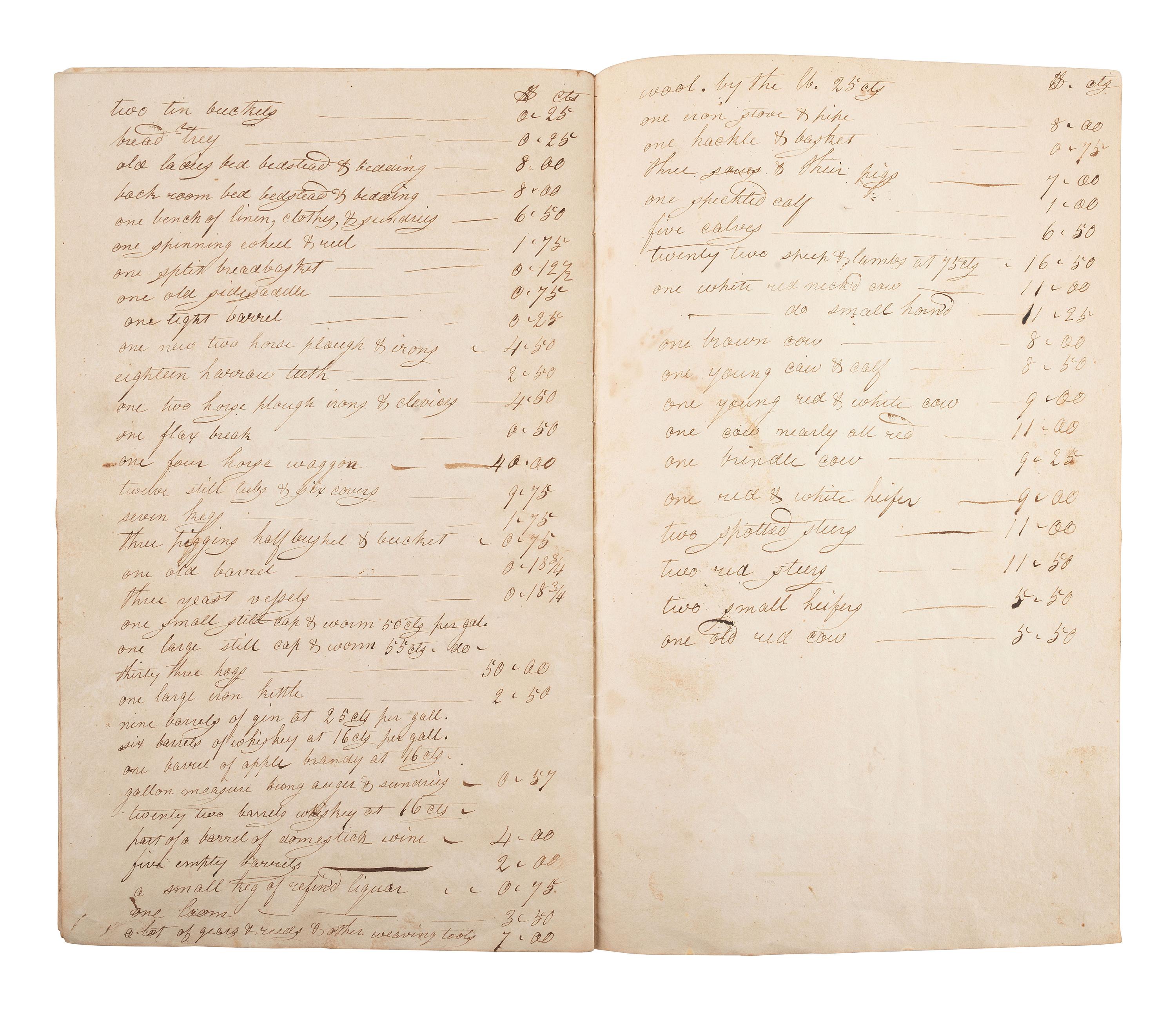 [AFRICAN AMERICANA]. Bill of property listing "one black servant boy about 19 years."