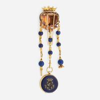 A gold and lapis, pocket watch and chatelaine, Asprey, London