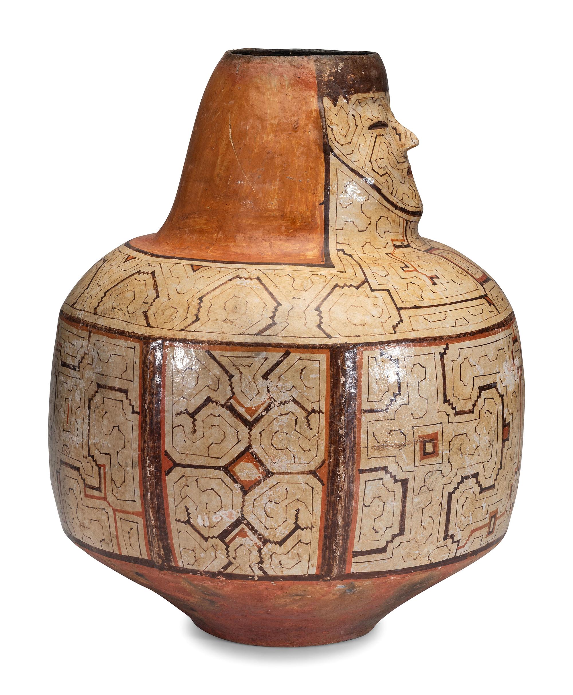 Peruvian Shipibo Figural Pottery Jar