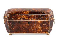 A Large George III Tortoise Shell Tea Caddy
