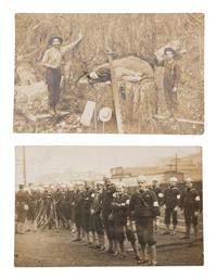 [EARLY PHOTOGRAPHY]. Assorted group of paper photographs featuring occupational, naval, and other interesting subjects, including: