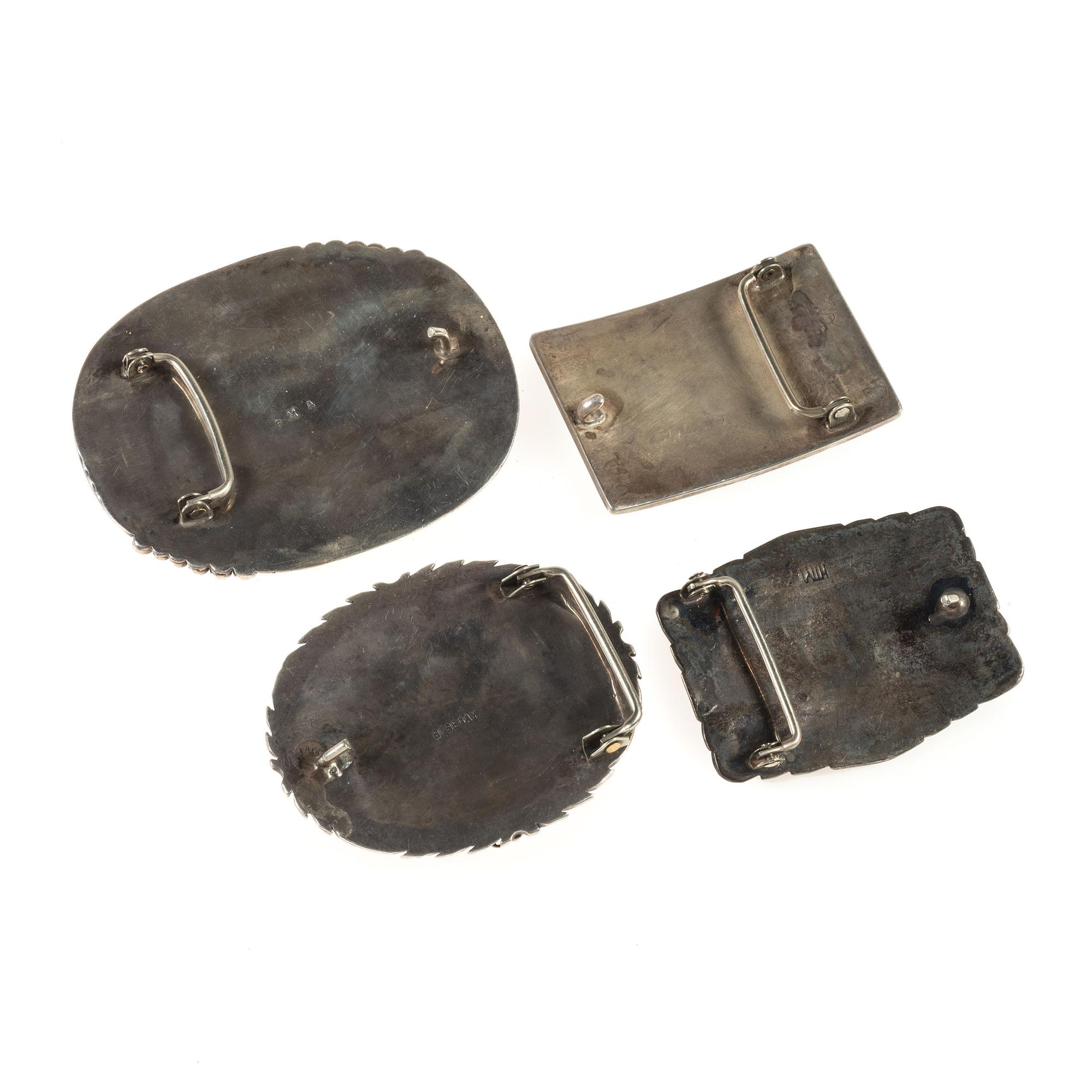 Group of Navajo Silver Belt Buckles