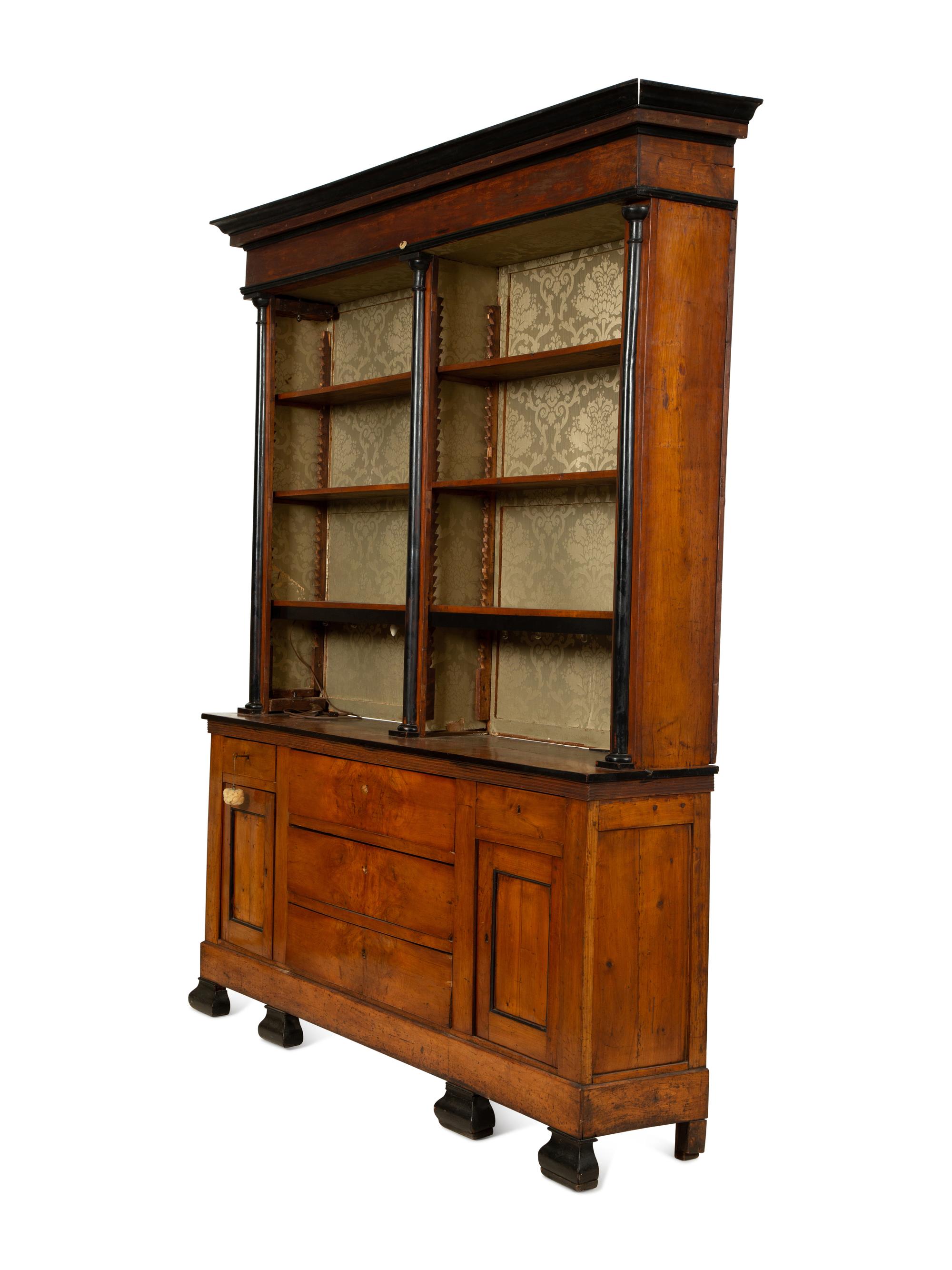 A Biedermeier Walnut and Ebony Bookcase