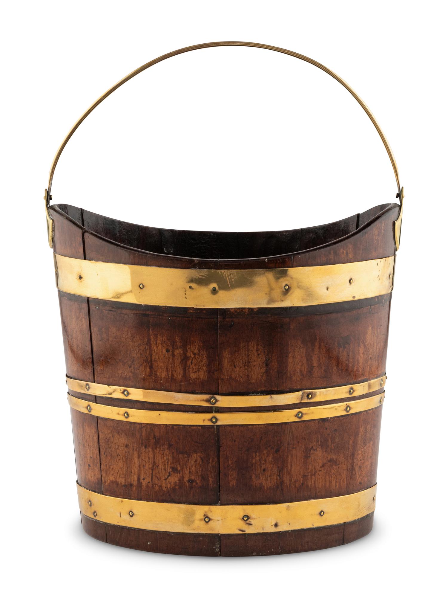 An English Oak and Brass Banded Peat Bucket