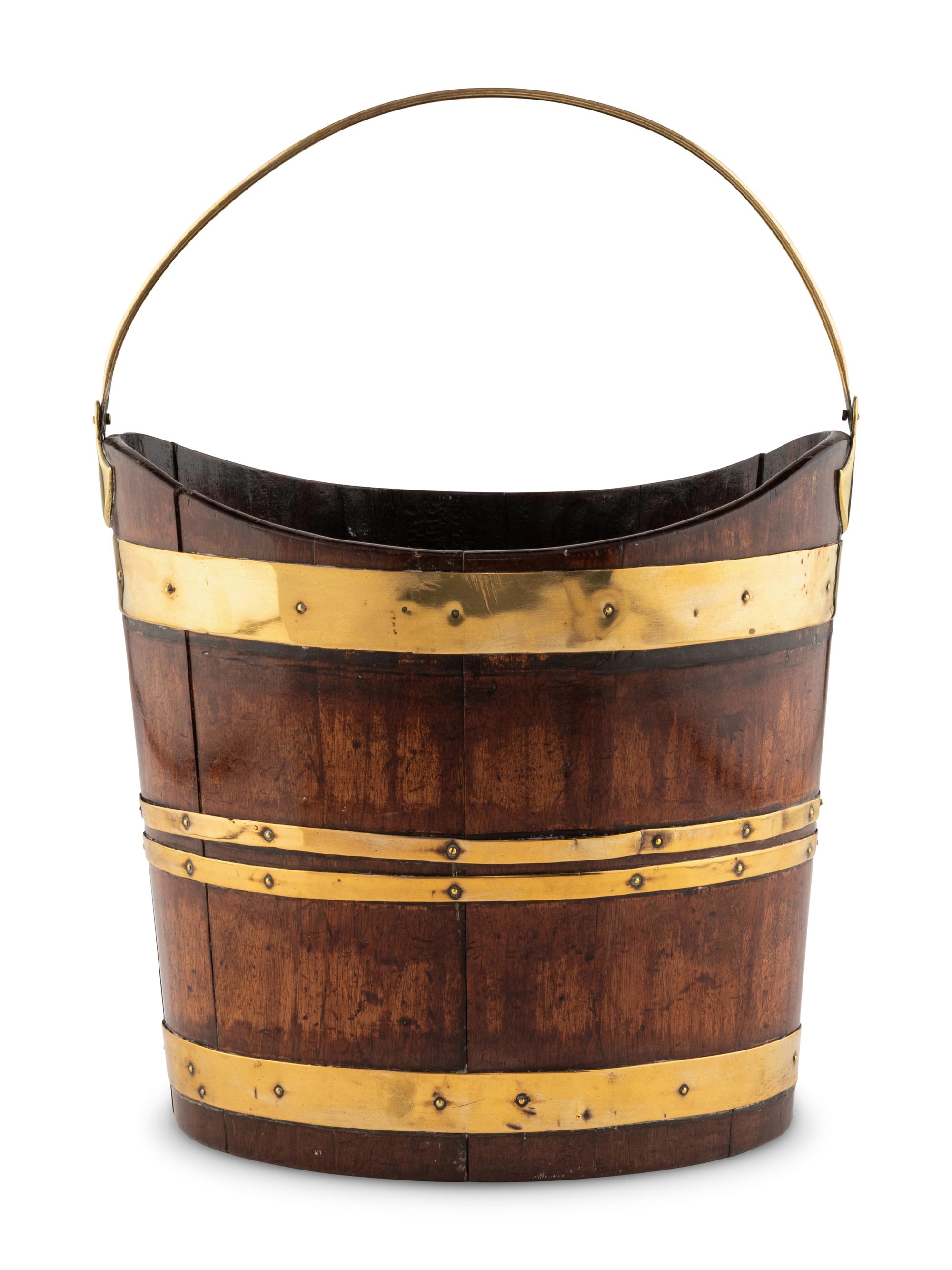 An English Oak and Brass Banded Peat Bucket