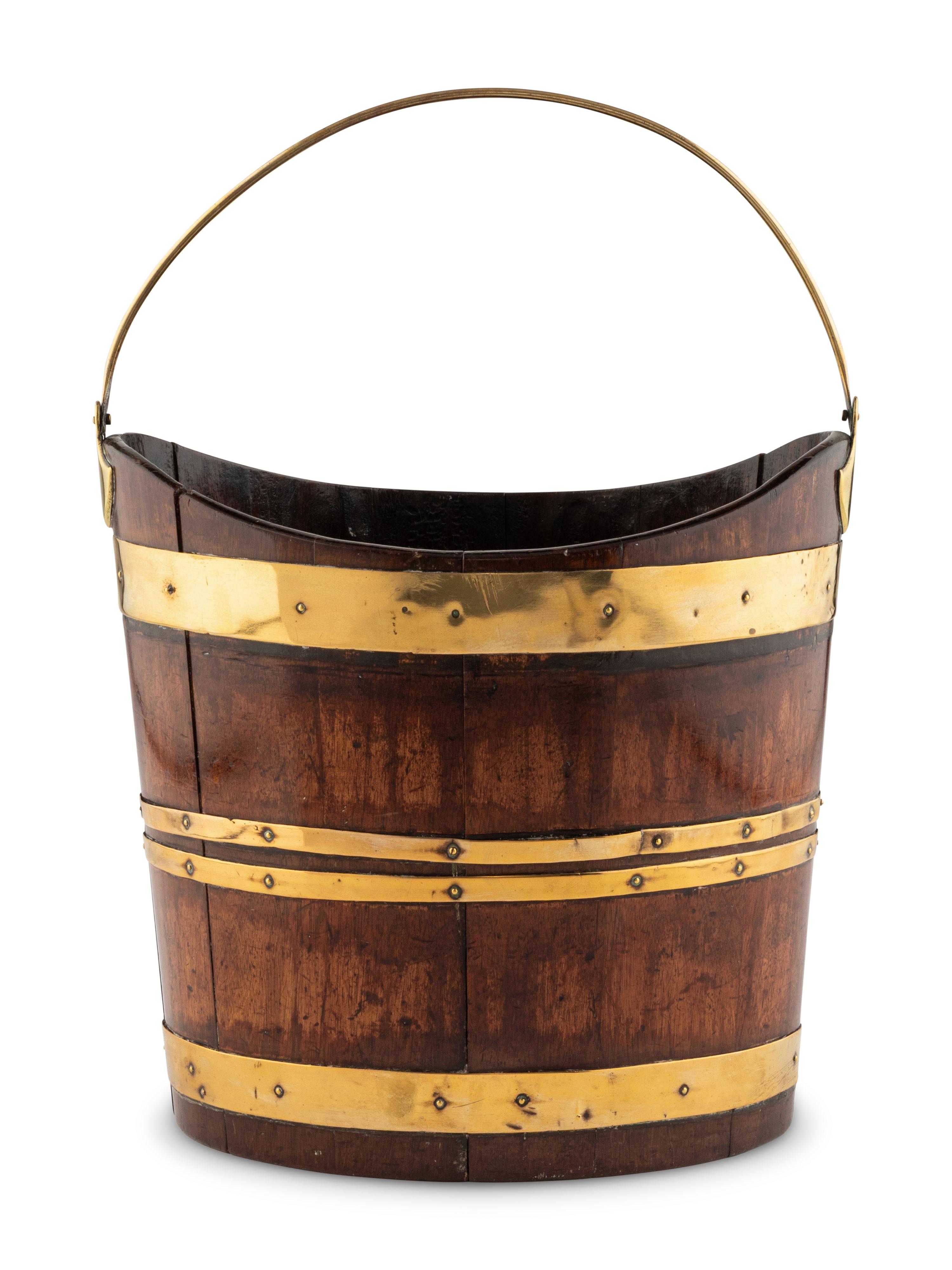 An English Oak and Brass Banded Peat Bucket