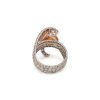 ORANGE GARNET, DIAMOND, AND PLATINUM RING