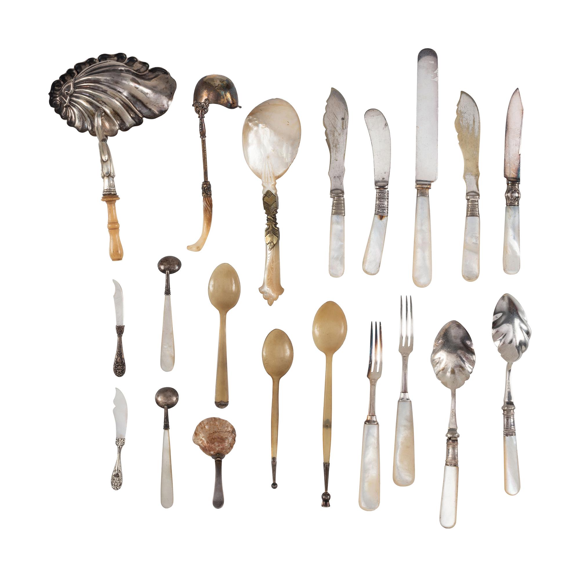 Twenty Silver Serving Utensils