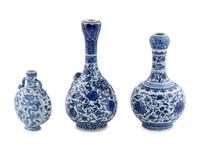 Three Chinese Blue and White Porcelain Vases