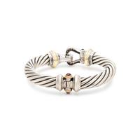 DAVID YURMAN, STERLING SILVER, YELLOW GOLD, DIAMOND AND GEMSTONE 'BUCKLE' BANGLE BRACELET