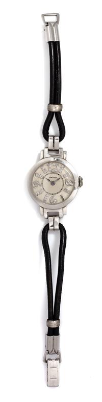 A Platinum and Diamond Wristwatch, Longines, Circa 1940, 12.90 dwts.