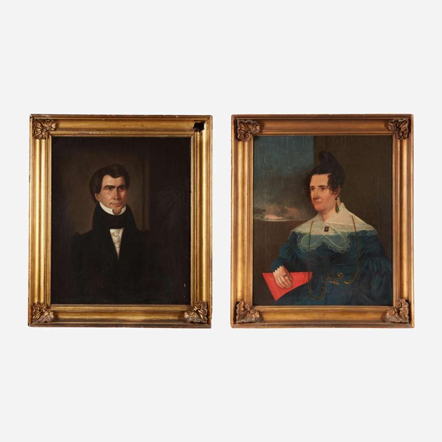 American School 19th century Two portraits: Amelia Turfler Rogers (1793-1861) and son William H. Rogers (1807-1850)