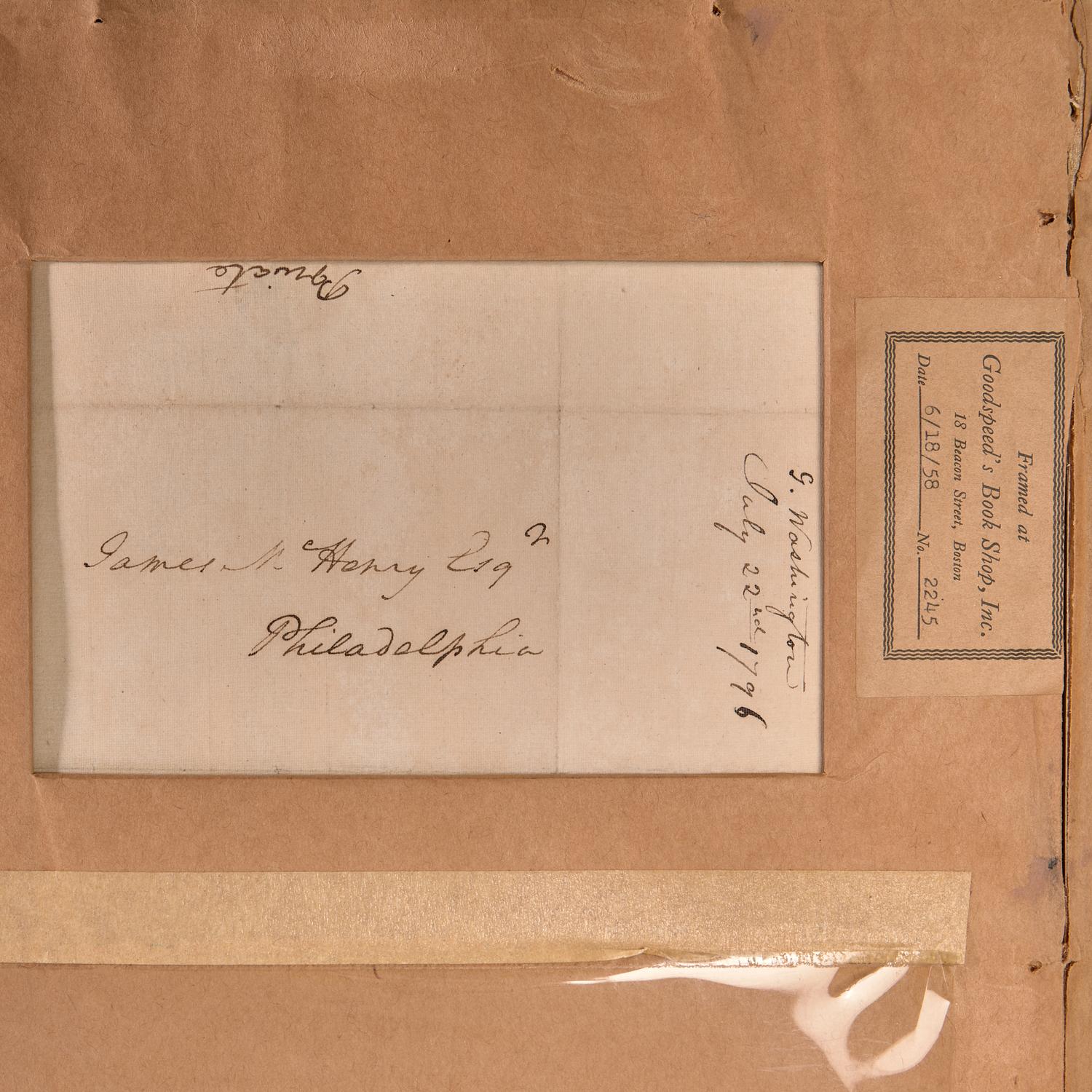 [Washington, George] Washington, George. Autograph Letter, signed