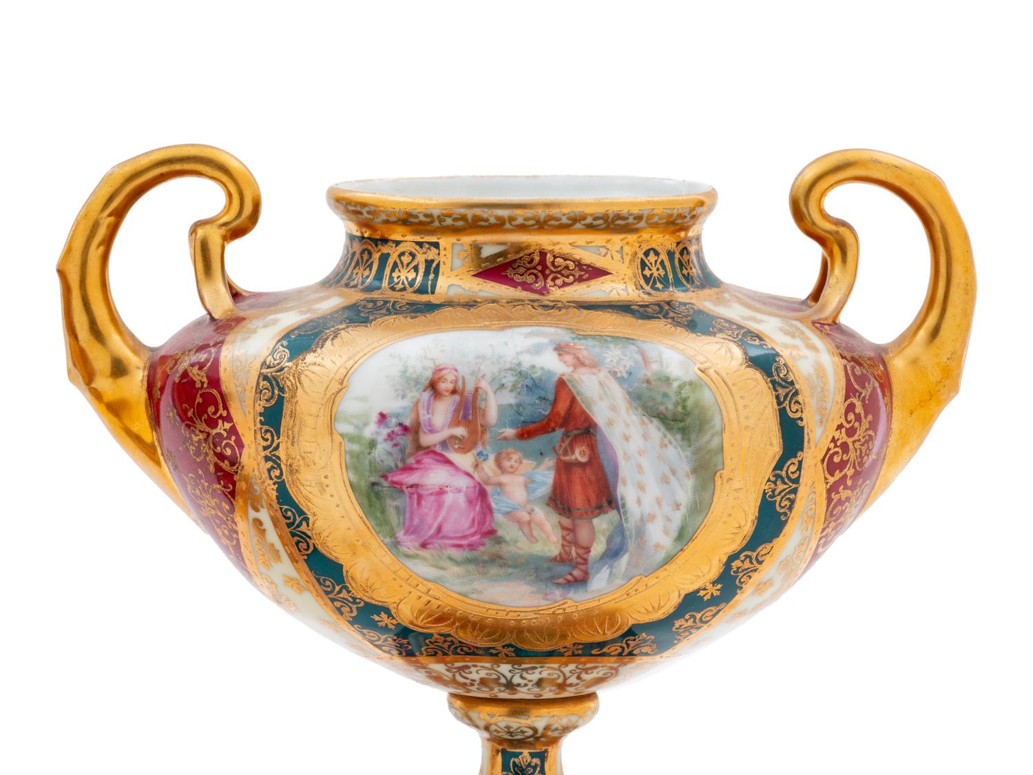 A Pair of Vienna Style Transfer-Printed Porcelain Vases