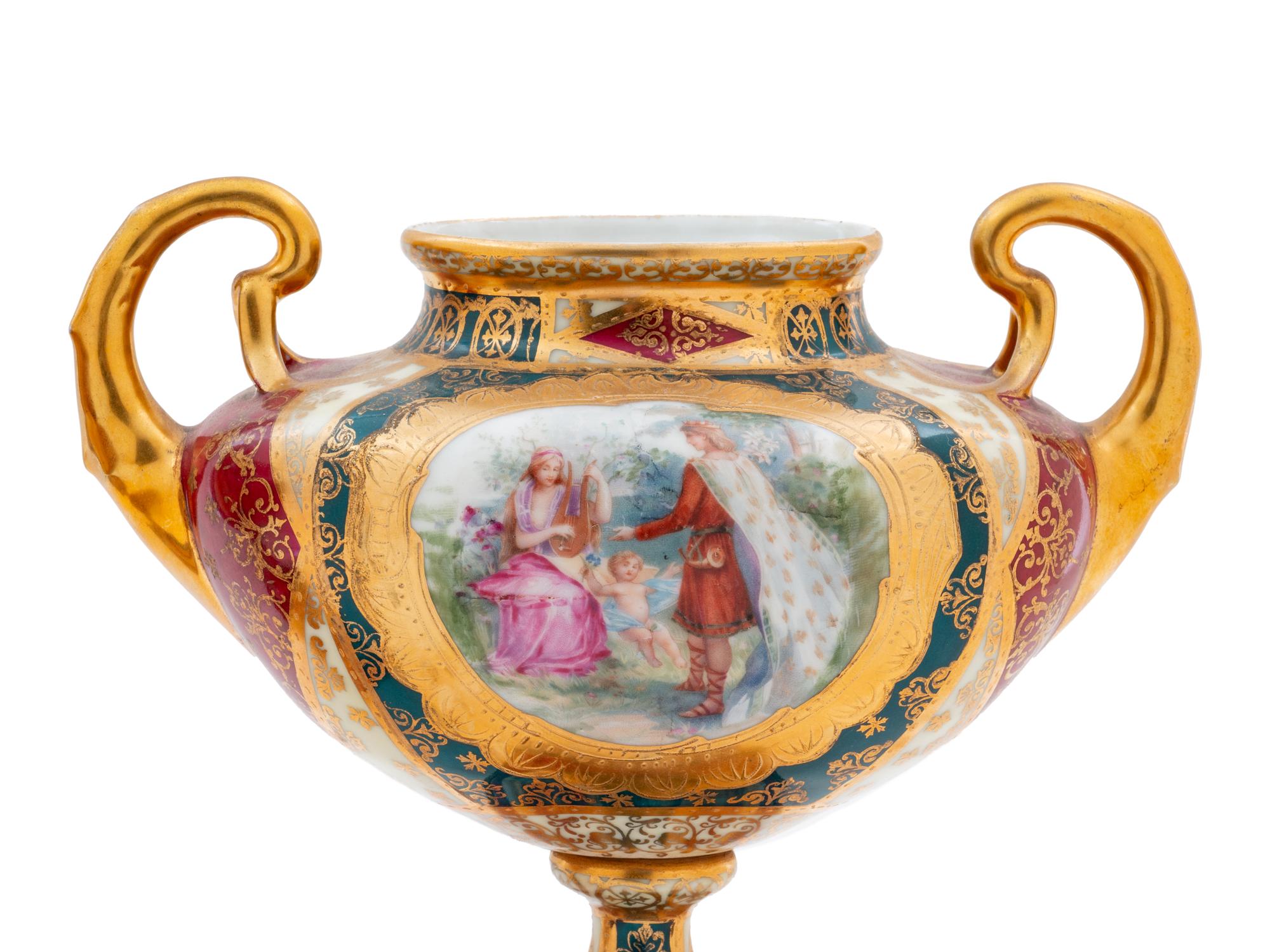 A Pair of Vienna Style Transfer-Printed Porcelain Vases
