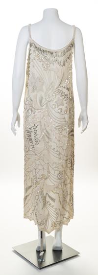 A Cream Hand Beaded Sleeveless Gown, No size.