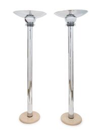 A Pair of Jay Spectre Chrome Torchères