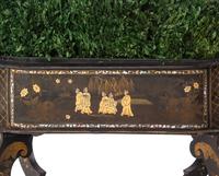 A Victorian Mother of Pearl-Inlaid and Black Japanned Jardinière Stand