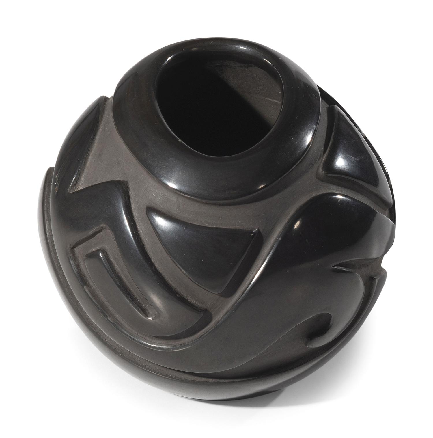 Carved Blackware Pottery Jar