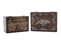 A Lacquer Tea Caddy and a Rosewood Toiletry Box