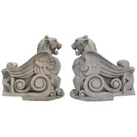 A Pair of Limestone Griffins from a Bank in Kansas City 45.5" W x 14" D x 46.5" H — United States, Circa 1920