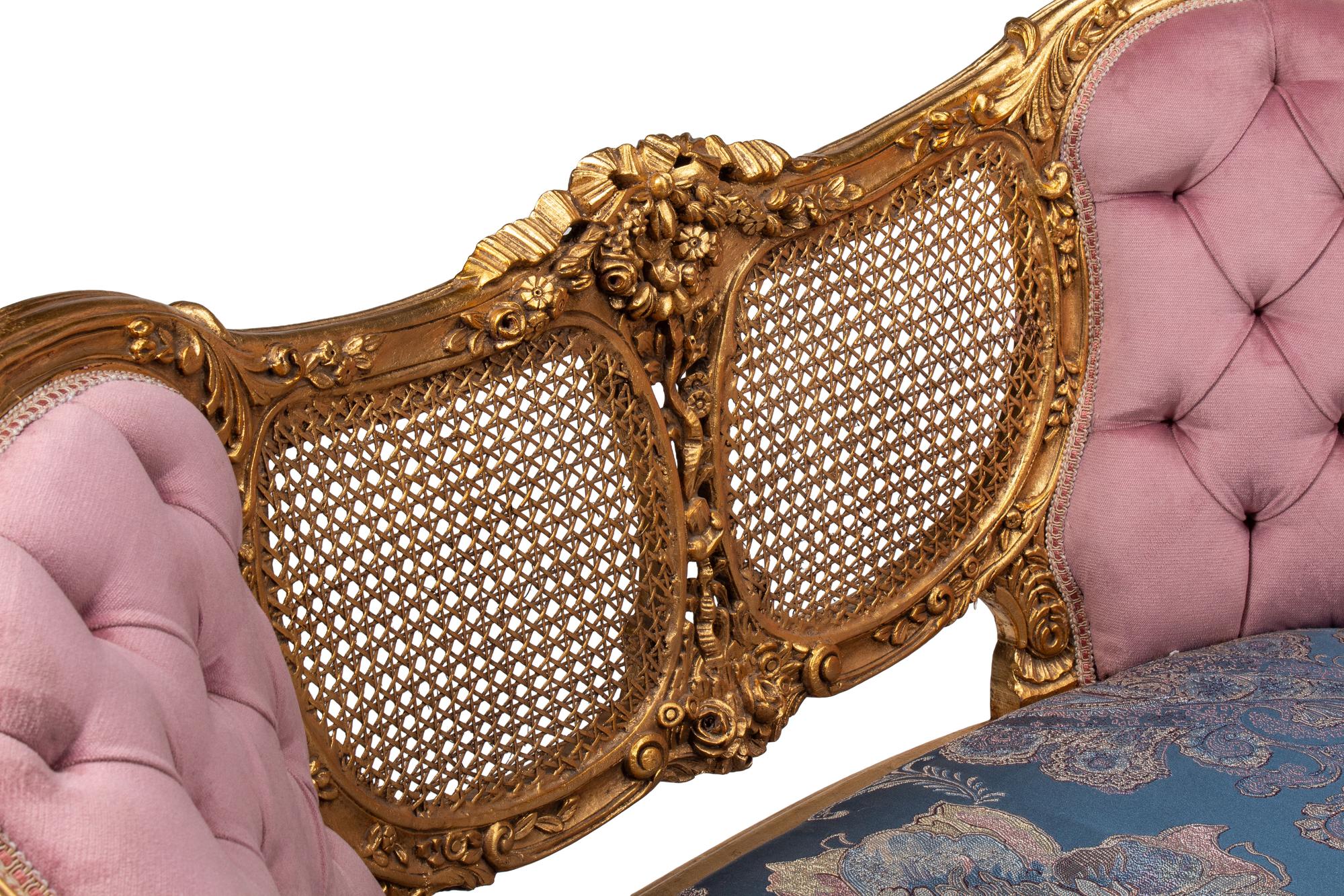 A Pair of Louis XV Style Giltwood Settees