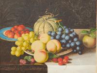 Still Life with Grapes, Peaches, Strawberries and Gourd on a Platter