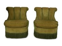 A Pair of Scroll-back Slipper Chairs