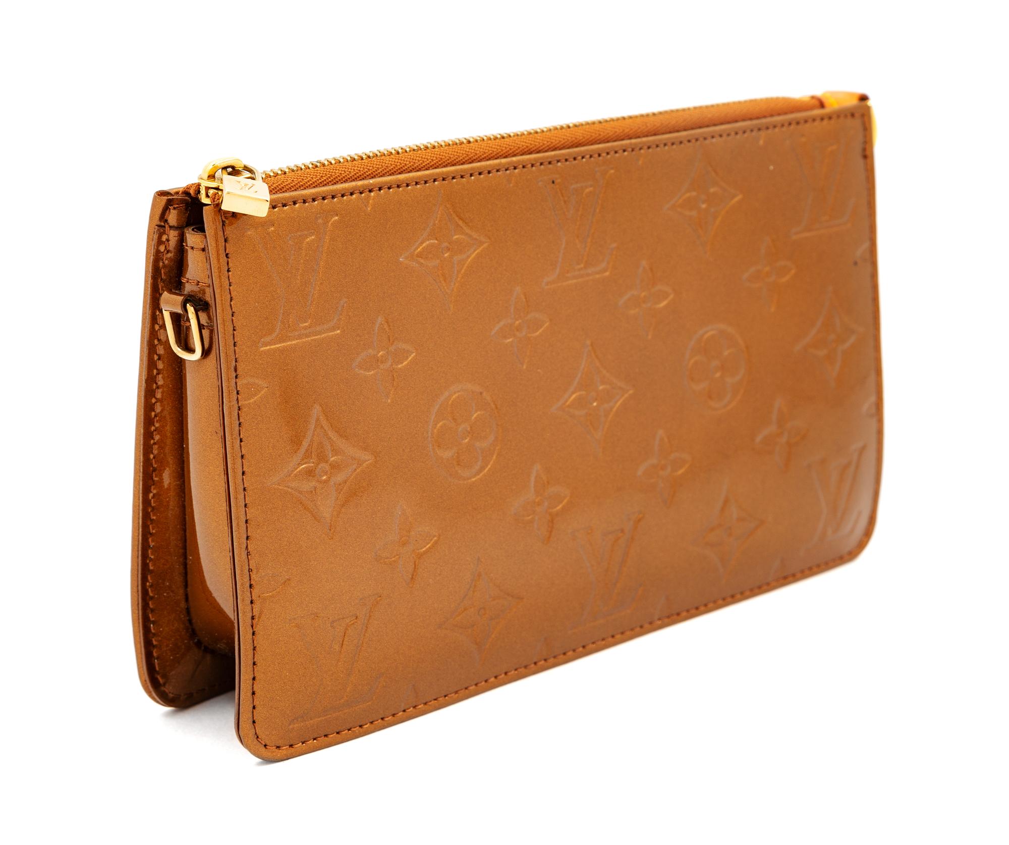 Louis Vuitton Bronze Monogram Vernis Lexington Pochette, 2000s 4.75" H x 7.75" W x 1.5" D