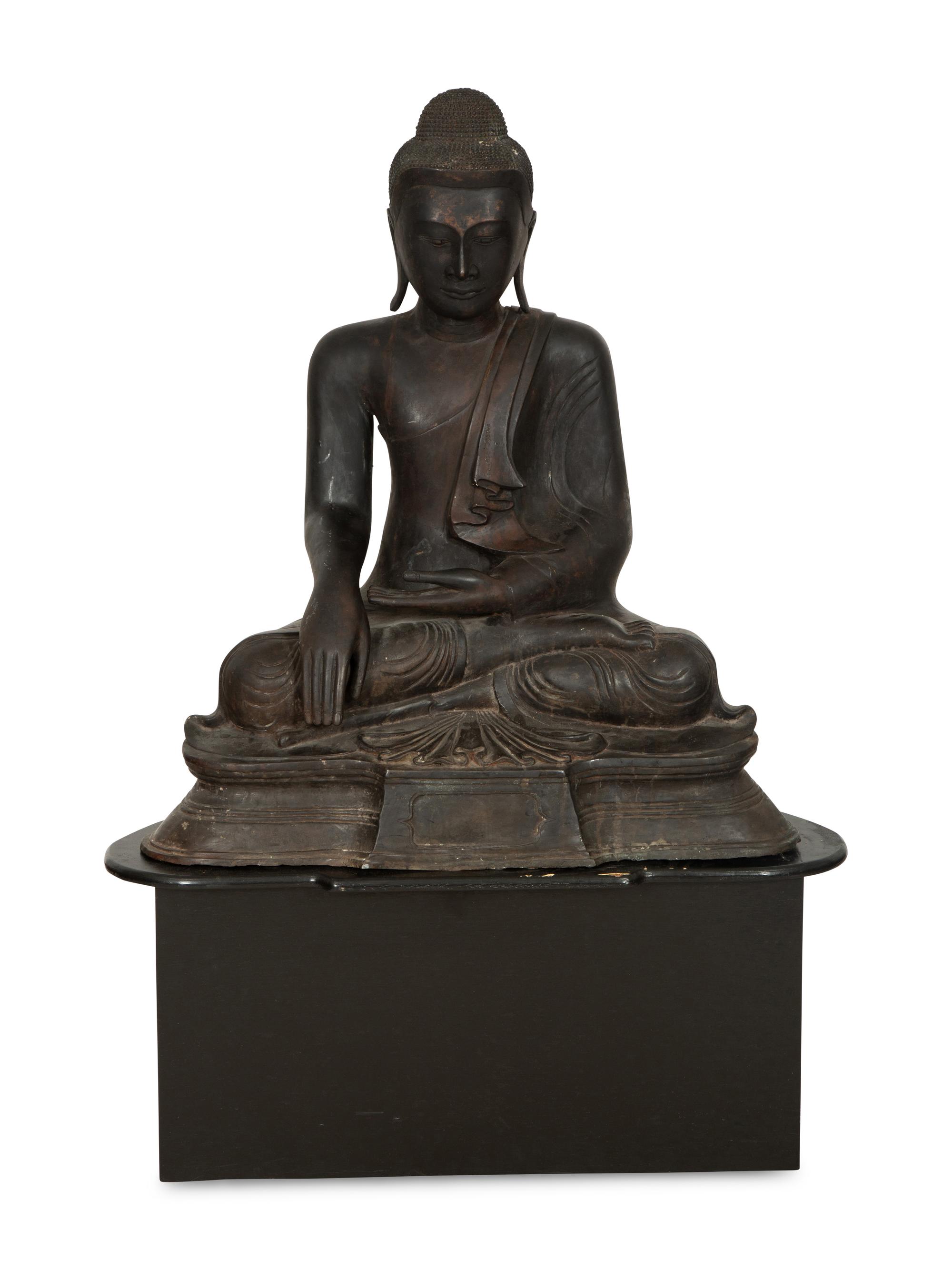A Large Southeast Asian Bronzed Metal Seated Buddha
