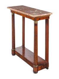 A Regency Gilt Metal Mounted Rosewood Marble-Top Console Table