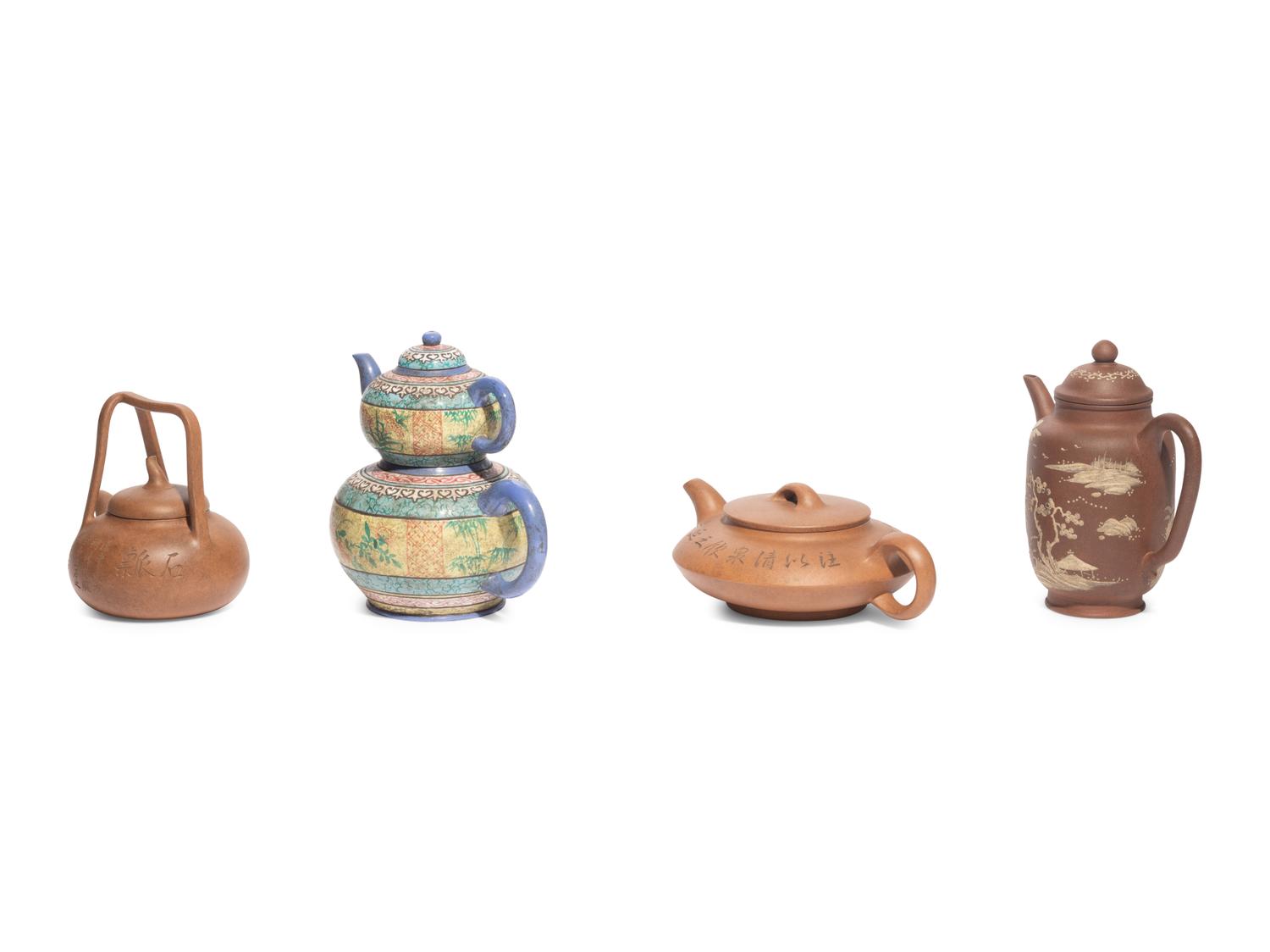 Four Chinese Yixing Zisha Pottery Teapots