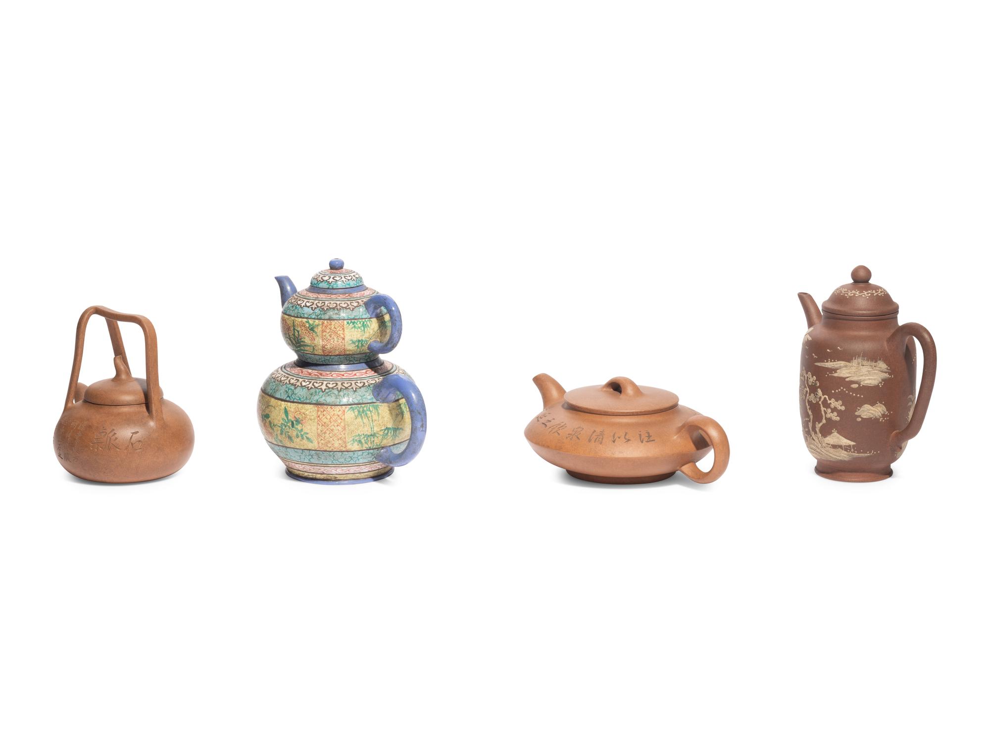 Four Chinese Yixing Zisha Pottery Teapots