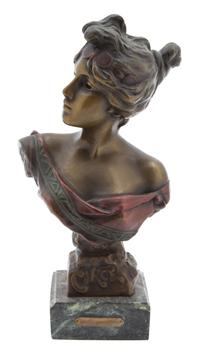 An Art Nouveau Bust of Circe by Villanis Bronze height 11 1/2 inches. — 19TH CENTURY