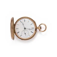 14K YELLOW GOLD HUNTER CASE POCKET WATCH