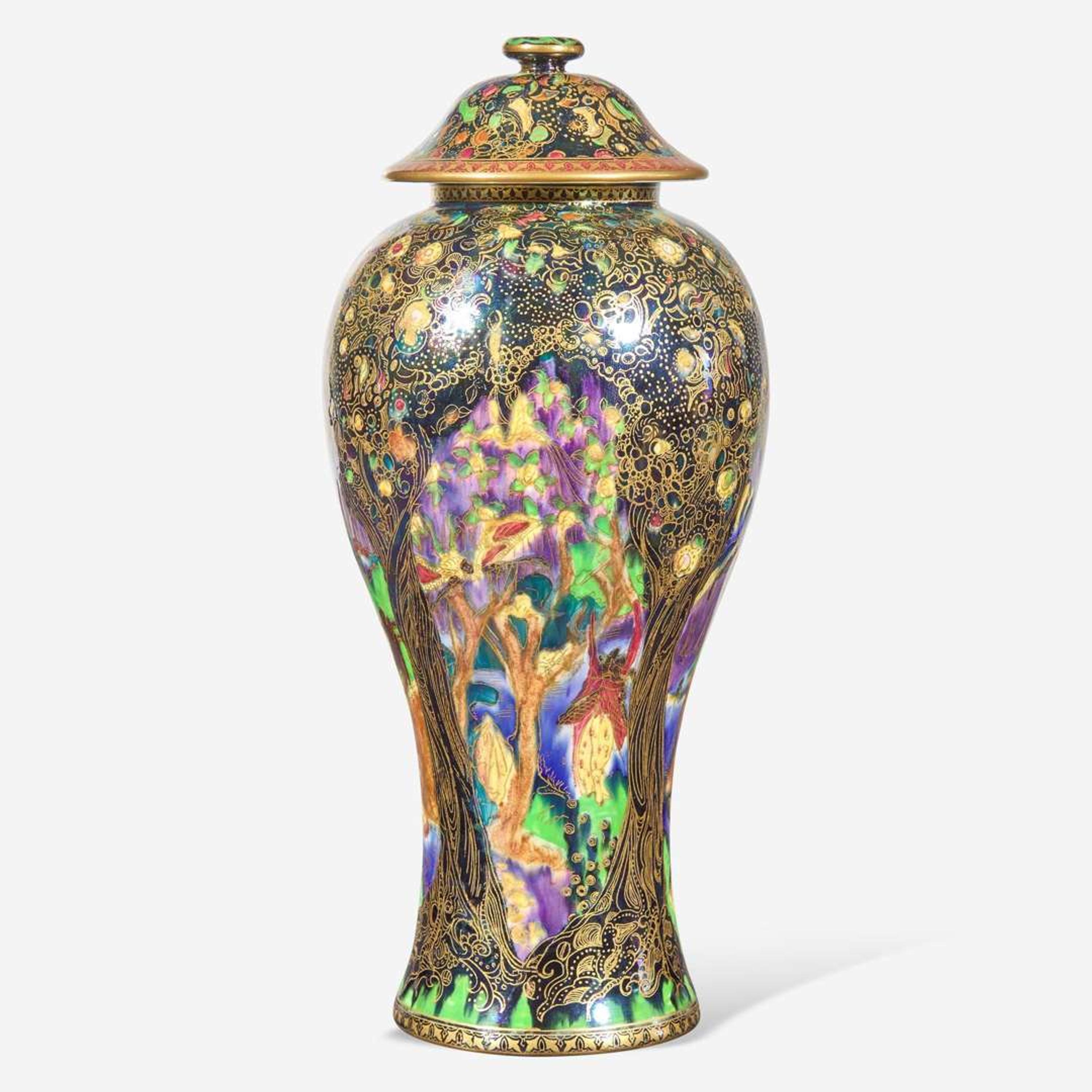 A Wedgwood Fairyland Lustre Vase and Cover UK, circa 1920