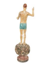 An Italian Carved and Polychromed Giltwood Santos Figure