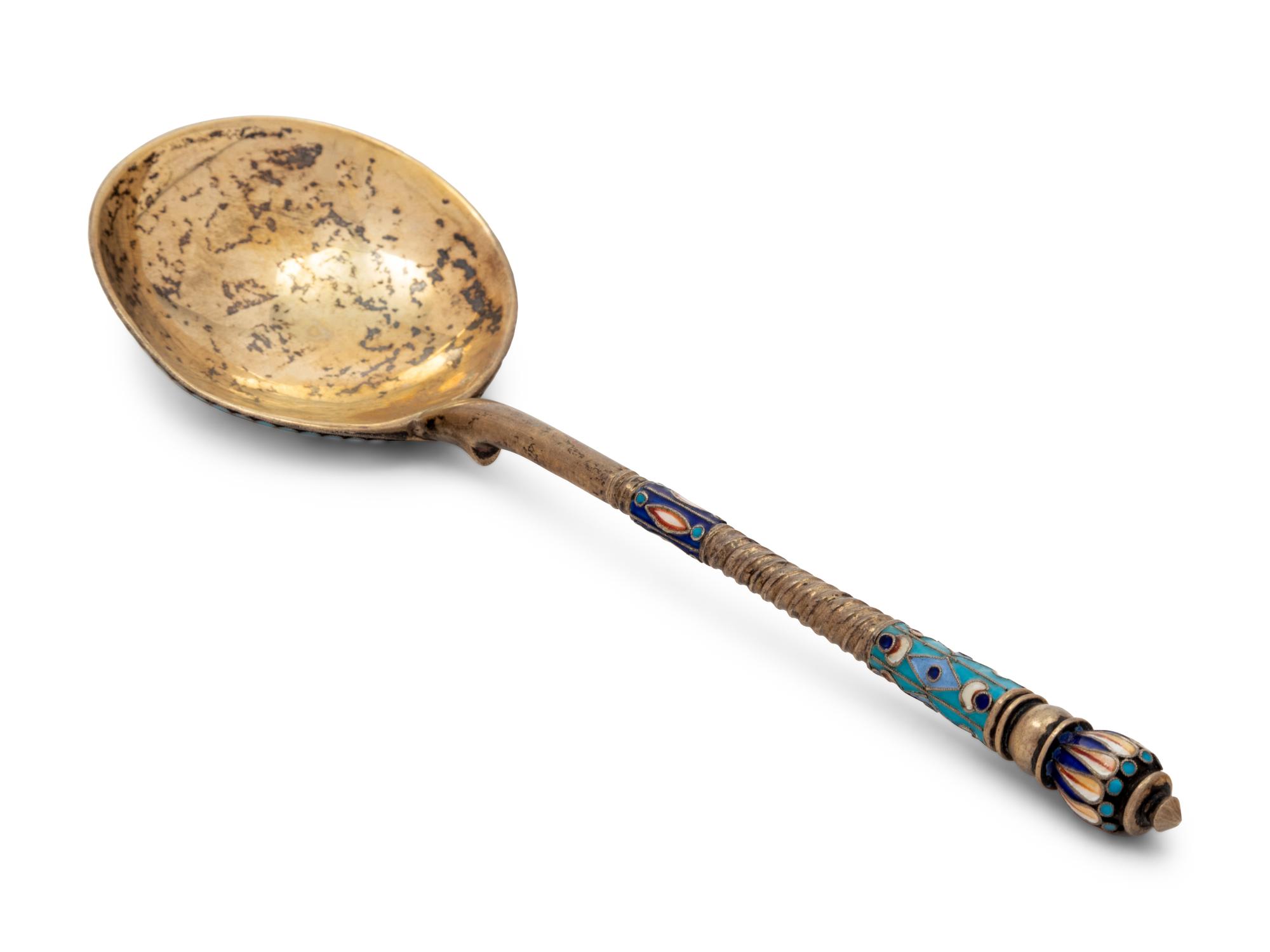 A Russian Shaded Enamel Silver Spoon