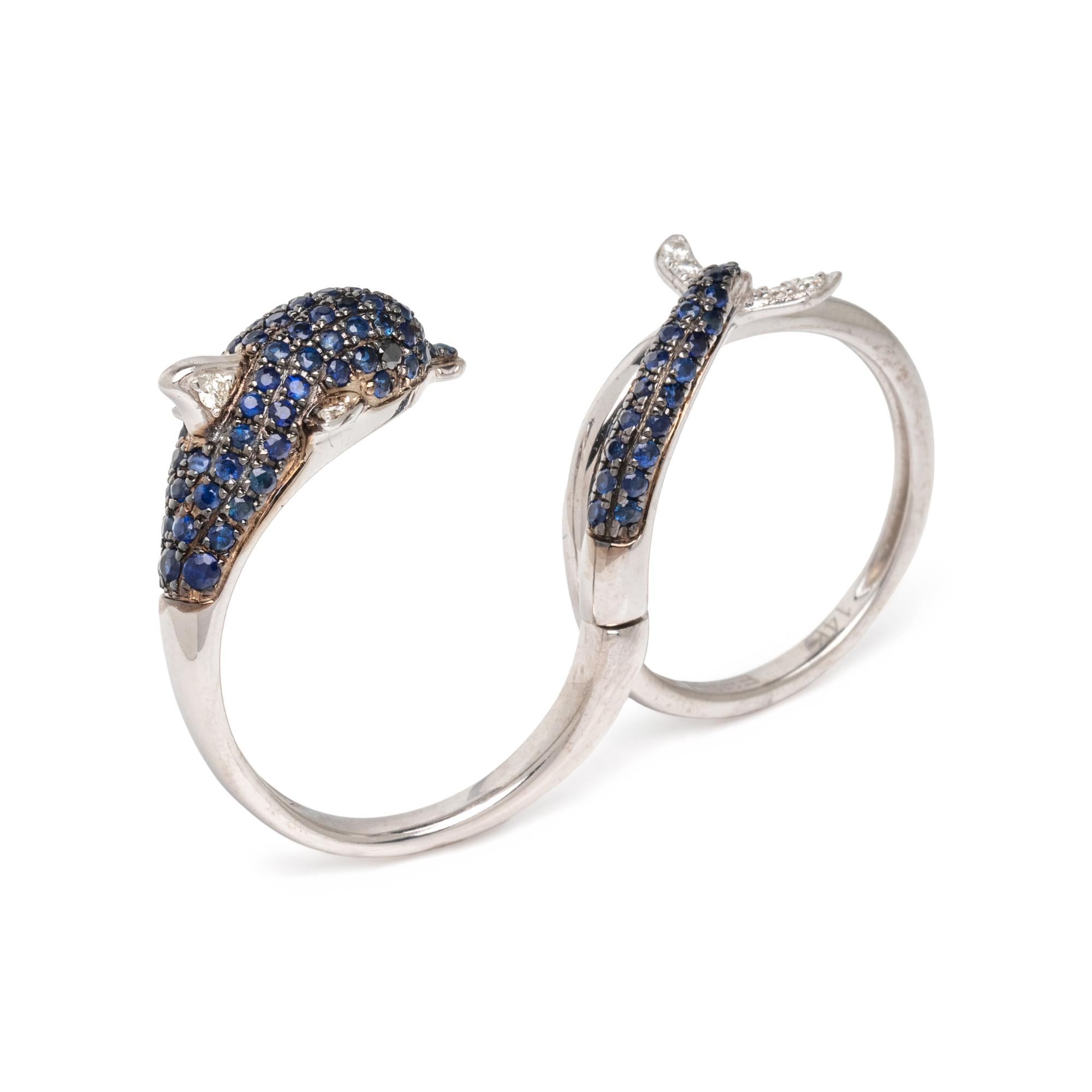 EFFY, SAPPHIRE AND DIAMOND DOLPHIN RING