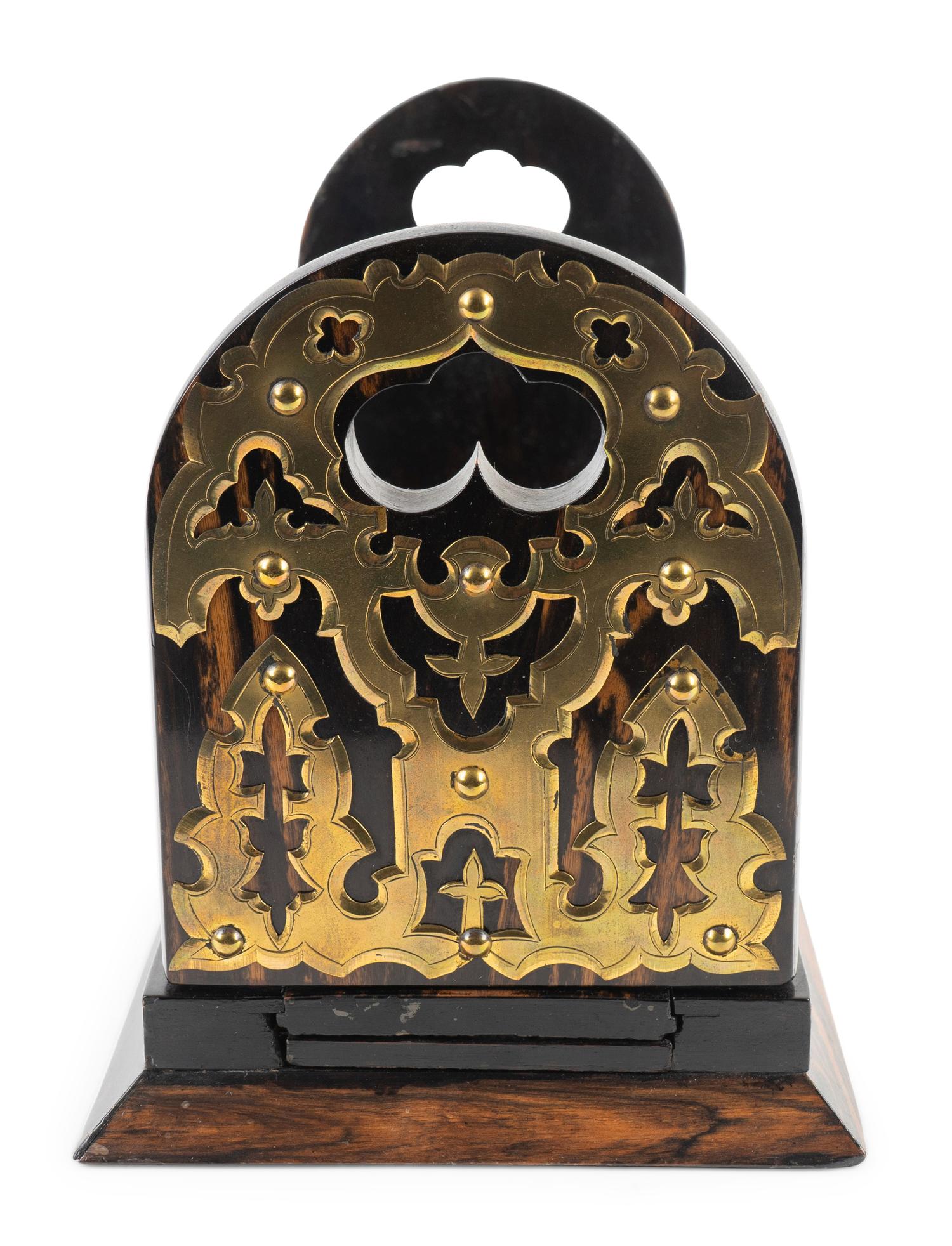 A Victorian Brass Mounted Coromandel Sliding Desk Top Book Shelf — 19TH CENTURY