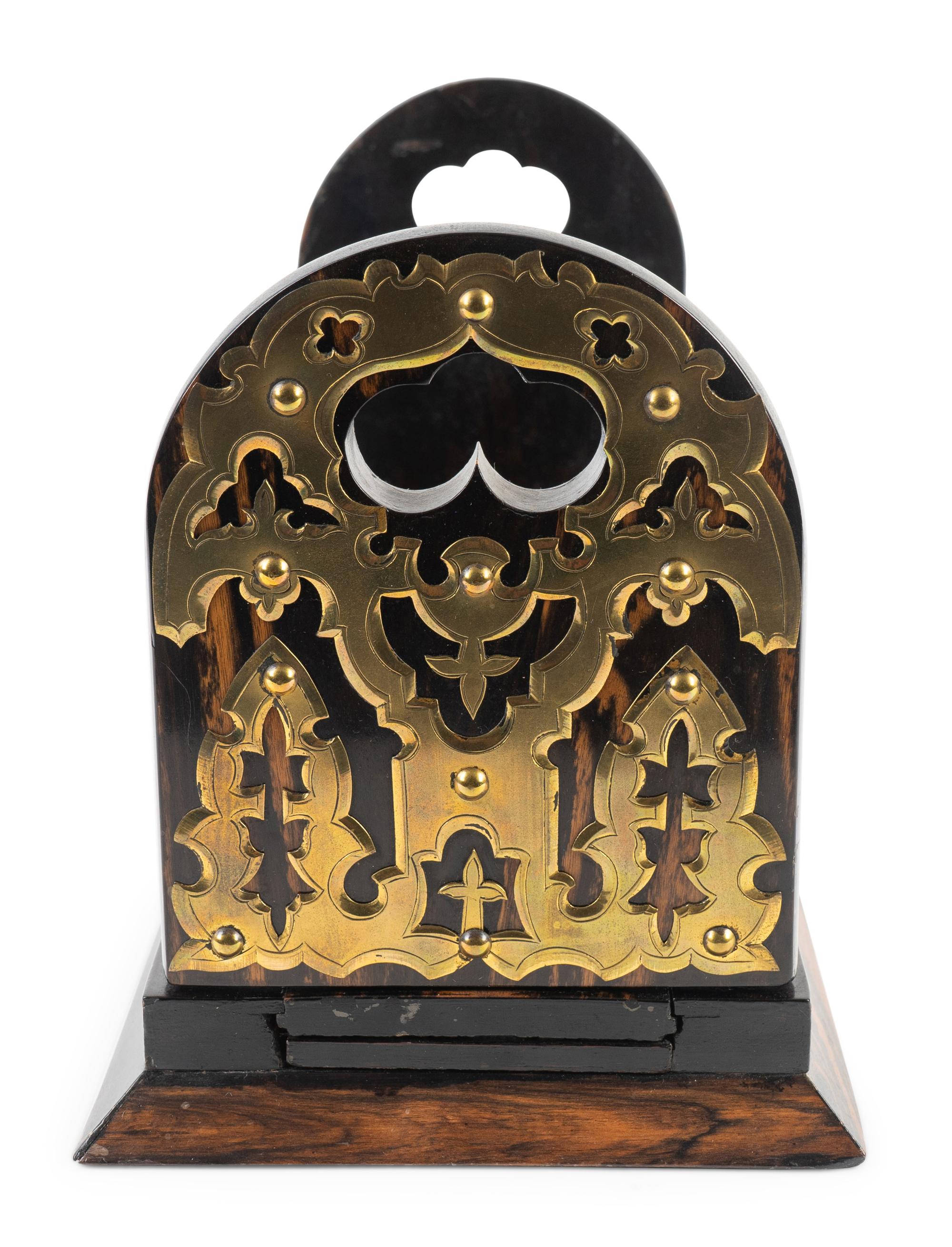 A Victorian Brass Mounted Coromandel Sliding Desk Top Book Shelf — 19TH CENTURY