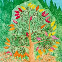 Untitled (Tree and House and Bird House)
