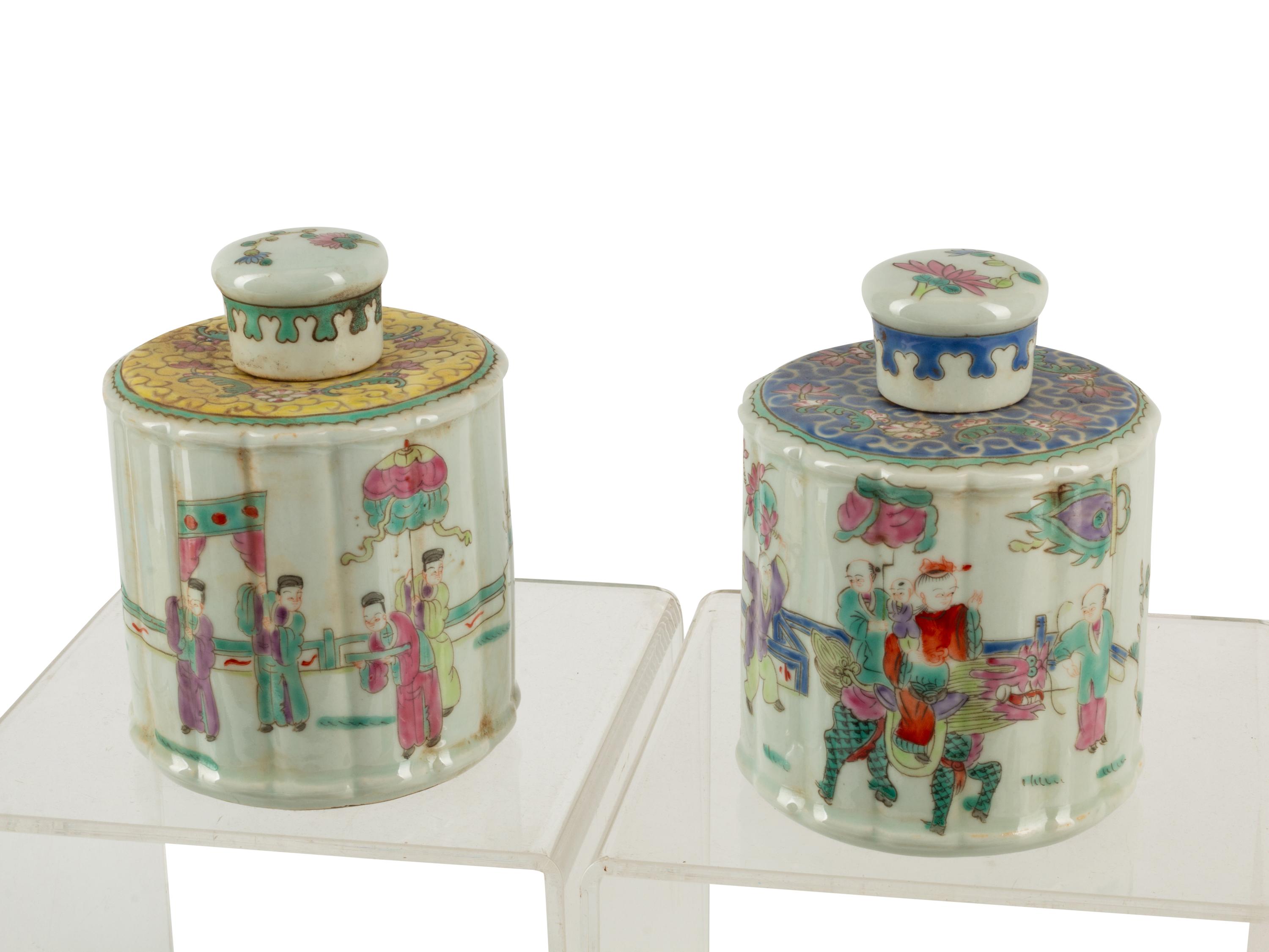 Eight Chinese Porcelain Tea Caddies