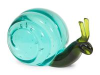 Two Murano Colored Glass Snails and a Gilt Metal Snail-Form Ashtray