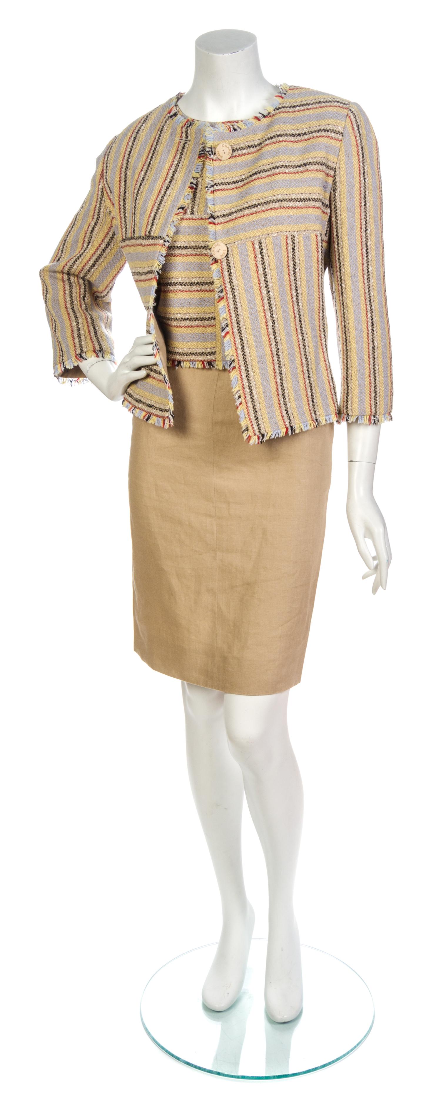 A Chanel Multicolor Stripe Wool and Linen Skirt Suit,